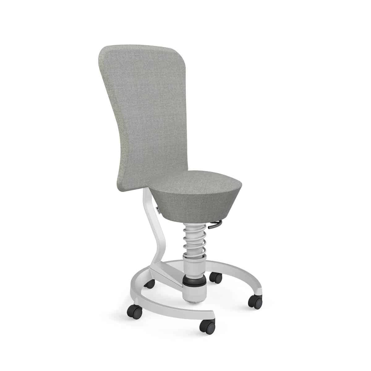 Swopper met rugleuning, wielen harde ondergrond, veerpoottype light