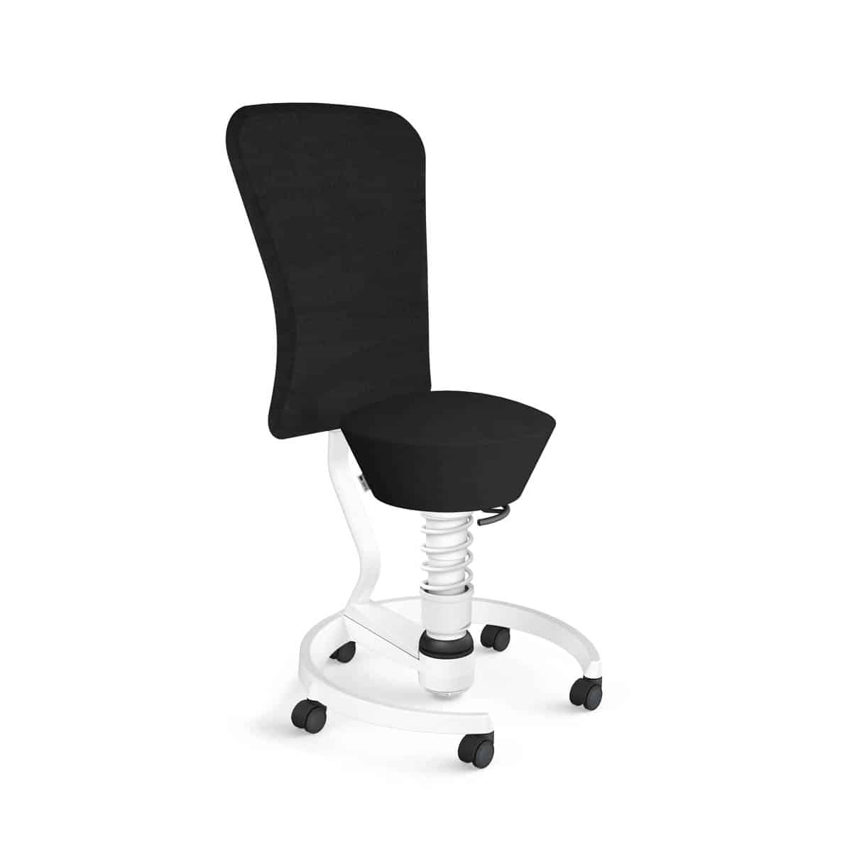 Swopper met rugleuning, wielen harde ondergrond, veerpoottype light