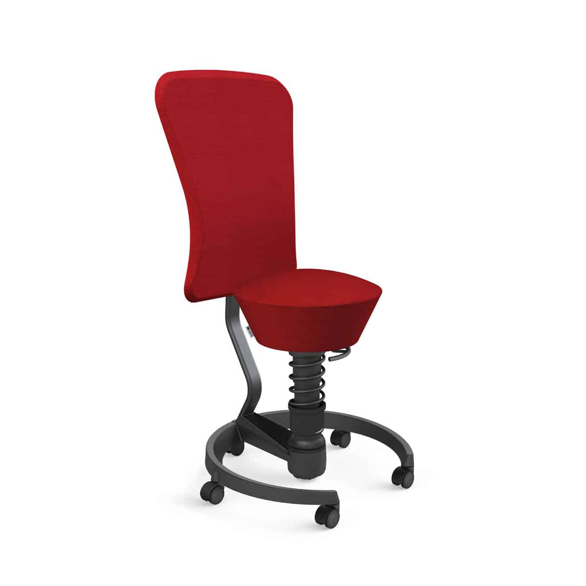 Swopper met rugleuning, wielen harde ondergrond, veerpoottype low