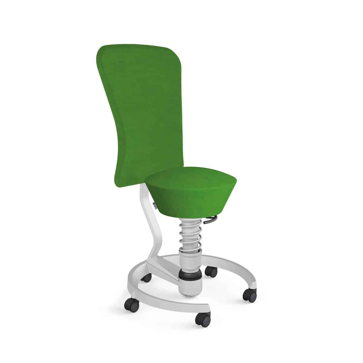 Swopper met rugleuning, wielen zachte ondergrond, veerpoottype light