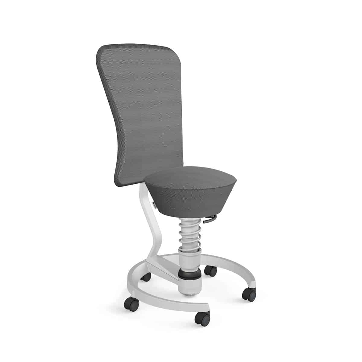 Swopper met rugleuning, wielen zachte ondergrond, veerpoottype light