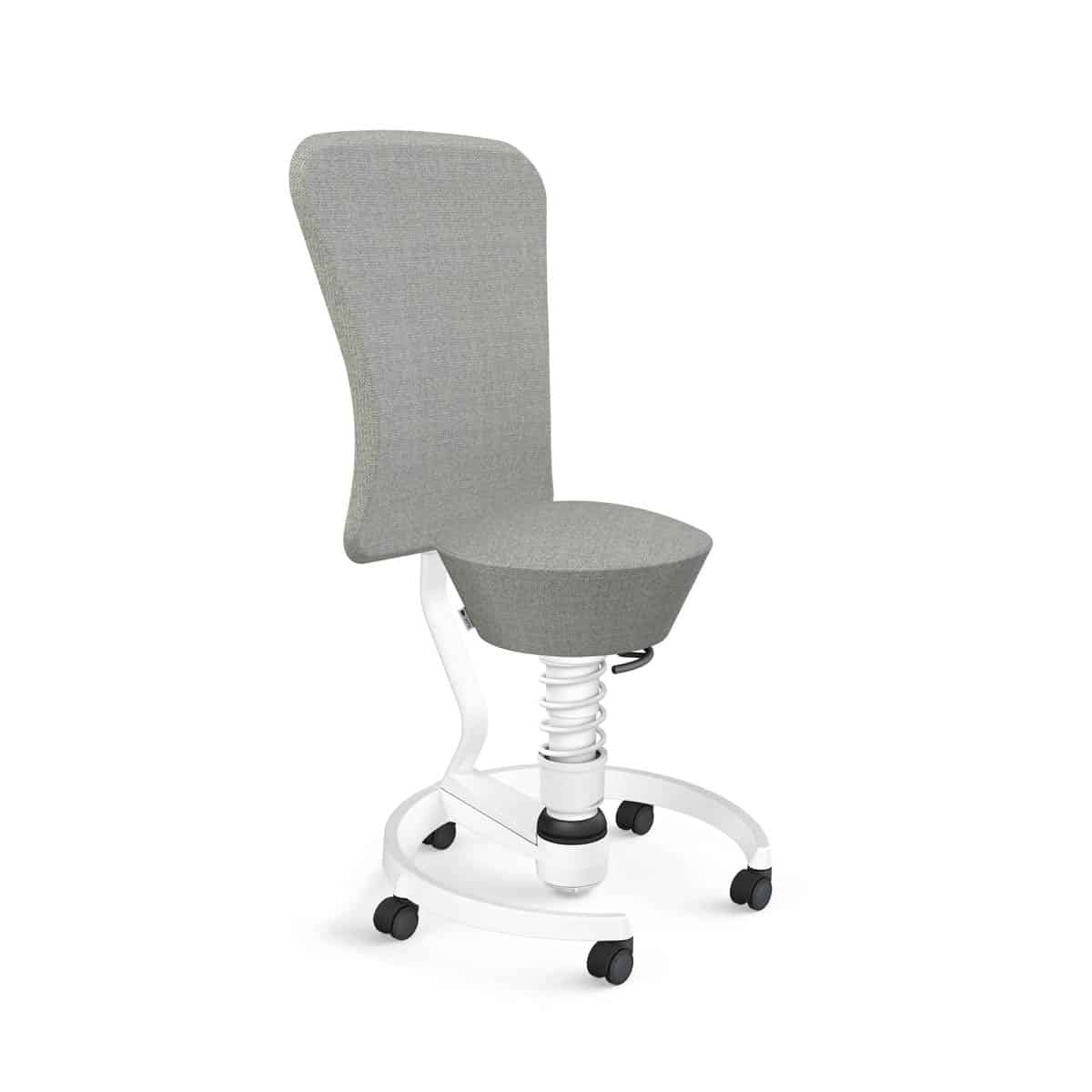 Swopper met rugleuning, wielen zachte ondergrond, veerpoottype low